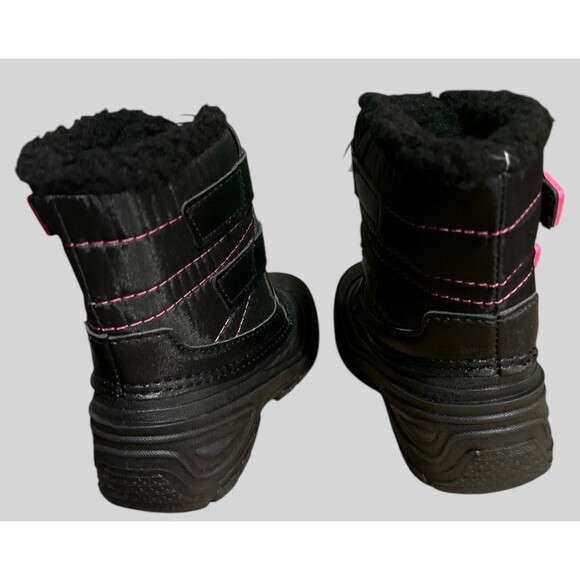 Wonder Nation Toddler Winter Boots Size 10 Black Pink -5°F Snow Insulated NEW - Picture 7 of 9